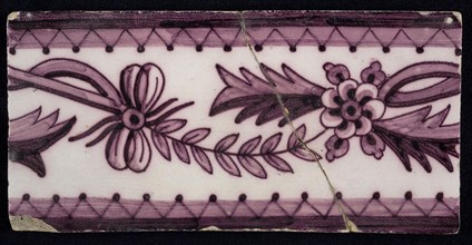 Border tile, sling decor, border tile wall tile tile sculpture ceramic earthenware glaze, baked 2x glazed painted Purple