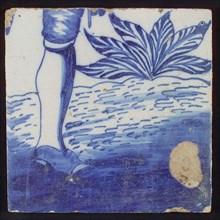 Tile tile tile with in blue the lower part of the figure: leg, tile picture material fragment ceramics pottery glaze, Two tiles