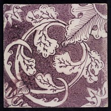 Sprinkled purple ornament tile, diagonal decor, quarter flower with long petal from an angle, quarter star-shaped motif