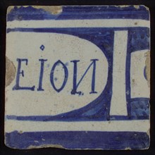 Blue-white tile with EION, tile pilaster footage fragment ceramics pottery glaze, ... EION SCHIPEION