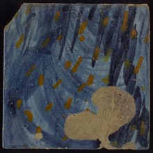 Tile of tableau (green, blue, yellow), tile picture footage fragment ceramics pottery glaze, Seven multi-colored tiles
