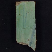 Tile of tableau (green, blue), tile picture footage fragment ceramics pottery glaze, Seven multi-colored tiles of tableau