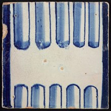 Tile of pilaster, blue on white, part of column with cannelure, tile pilaster footage fragment ceramic pottery glaze, baked 2x