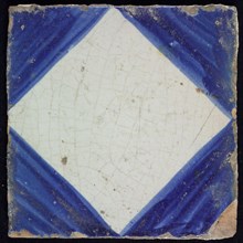 Ornament tile, white diamond, brushed blue, wall tile tile sculpture ceramic earthenware glaze, baked 2x glazed painted Red