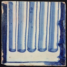 Tile of pilaster, blue on white, part of column with cannelure and foot, tile pilaster footage fragment ceramics pottery glaze