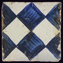 Ornament tile, dark blue on gray, with brushed check pattern, as checkerplate, large windows, floor tile tile sculpture ceramic