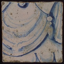 Tile with blue ornaments, tile pilaster footage fragment ceramic pottery glaze, d 1.5