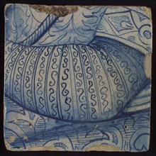 Tile with blue arm, tile picture footage fragment ceramic pottery glaze, d 1.2