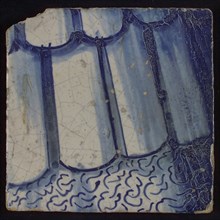 Two tiles with blue part of figure, tile pilaster footage fragment ceramic pottery glaze, d 1.0