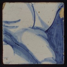 Tile of tableau with blue drawing, tile picture footage fragment ceramics pottery glaze, G 30