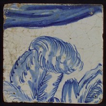 Eight tiles of tableau with blue men's heads and helmets, tile picture material ceramics pottery glaze, Hanibal? Hannibal