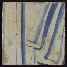 Tile with blue drawing, tile picture footage fragment ceramics pottery glaze, d 0.9