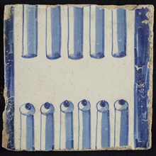 Tile of chimney pilaster, blue on white, part of column with cannelure, chimney pilaster tile pilaster footage fragment ceramics