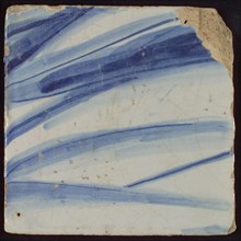 Tile with blue stripes, tile pilaster footage fragment ceramic earthenware glaze, d 1.0