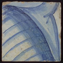 Tile with blue painting, tile pilaster footage fragment ceramics pottery glaze, d 0.9