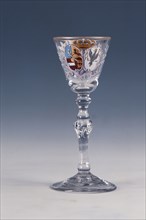 Enamel painter: William Beilby (1740 - 1819) of Mary Beilby (1749 - 1797), Goblet, painted (enamel) with weapons of Stadholder