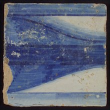 Tile with blue painting, tile pilaster footage fragment ceramic earthenware glaze, d 1.2
