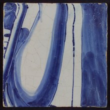 Tile with blue painting, tile pilaster footage fragment ceramic earthenware glaze, d 0.8