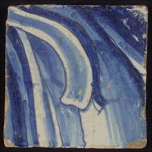 Tile with blue painting, tile pilaster footage fragment ceramic pottery glaze, d 1.0