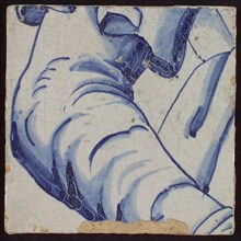 Tile with blue arm, tile picture footage fragment ceramics pottery glaze, d 1.1