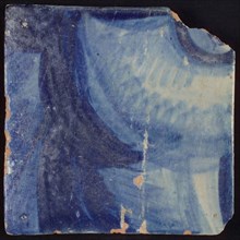 Tile with blue painting, tile pilaster footage fragment ceramic earthenware glaze, d 1.2