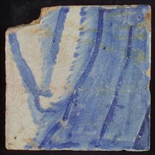 Tile with blue painting, tile pilaster footage fragment ceramic pottery glaze, d 1.1