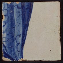 Tile with blue painting, tile pilaster footage fragment ceramic pottery glaze, d 1.4