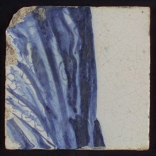Tile with blue painting, tile pilaster footage fragment ceramic pottery glaze, d 0.9