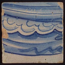 Tile with blue drapery of canopy, tile pilaster footage fragment ceramic earthenware glaze, d 1.2