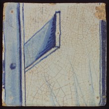 Tile with blue planks, tile pilaster footage fragment ceramic pottery glaze, d 1.5