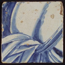 Tile with blue knotted fabric, tile pilaster footage fragment ceramic earthenware glaze, d 0.8