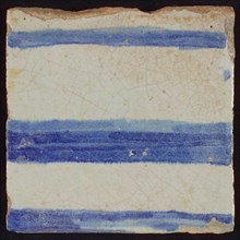 Tile with three blue horizontal stripes, tile pilaster footage fragment ceramics pottery glaze, d 1.1