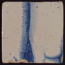 Tile with blue painting, tile pilaster footage fragment ceramic earthenware glaze, d 1.5