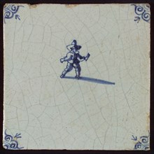 Scene tile, child's play, Corner motif ox's head, wall tile tile material ceramics pottery glaze, baked 2x glazed painted Blue