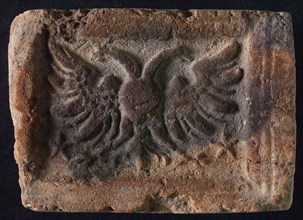 Hearthstone, Luiks, from Luik, Liege Belgium, with wide frame, with two-headed eagle, hearth fireplace component ceramics brick