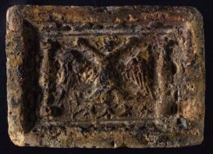 Hearthstone, Luiks, from Luik, Liege Belgium, with wide frame, with two-headed eagle, fireplace stone fireplace component