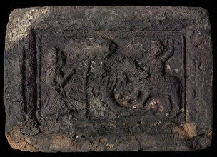 Hearthstone, Luiks, from Luik, Liege Belgium, with wide frame, with Sint Joris, fireplace stone fireplace ceramic brick, baked
