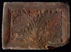 Hearthstone, Luiks, from Luik, Liege Belgium, with wide frame, with flower, fireplace stone part ceramics brick, fired fireplace