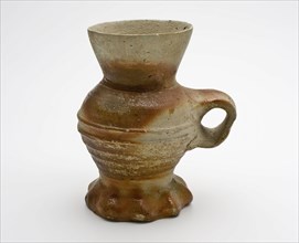 Stoneware funnel cup on pinched foot, brown flamed, hopper beaker holder soil find ceramic stoneware, hand-turned baked