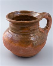 Pottery chamber pot with roughly shaped body, standing sausage ear, pot holder sanitary earthenware ceramic earthenware glaze