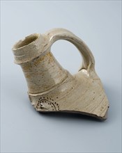 Neck fragment of stoneware jug with pointed nose on the shoulder, Bartmann jug, also called Bellarmine jug, beard masonry vessel