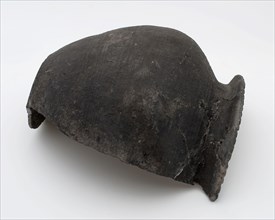 Half of black pot, baluster shape with turned rim, serrated edge, Roman pottery, cooking pot crockery holder kitchen utensils