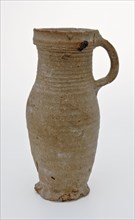 Cylinder neck jug, jug crockery holder soil find ceramic stoneware, hand turned fired Gray shard. Rough-walled unglazed cylinder