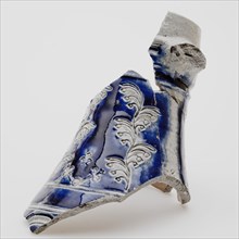 Neck fragment of Westerwald jug, blue and gray, jug crockery holder soil find ceramic stoneware glaze salt glaze cobalt oxide