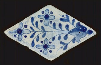 Flower tunic diamond-shaped with flower decor, wall tile tile sculpture soil find ceramic earthenware glaze, baked 2x glazed