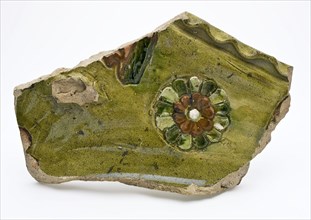 Fragments of earthenware fireproof plugs with appliqués and mud decorations, fire dome soil find ceramic earthenware glaze lead