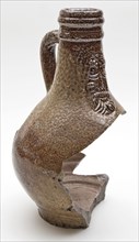 Stoneware beard jug, brown speckled glaze, on stand, beard masonry vessel holder soil find ceramic stoneware glaze salt glaze
