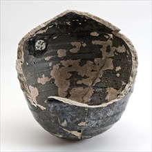 Fragment green glazed jug without stand ring, jug holder soil find ceramic earthenware glaze, hand-turned glazed fried Fragment