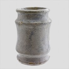 White ointment jar, cylindrical with three constrictions, ointment jar pot holder soil find ceramic earthenware glaze tin glaze