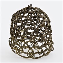 Braided fire basket for pipe with double wire, fire basket holder soil found brass metal h 3,1, drawn wire braided Fire basket